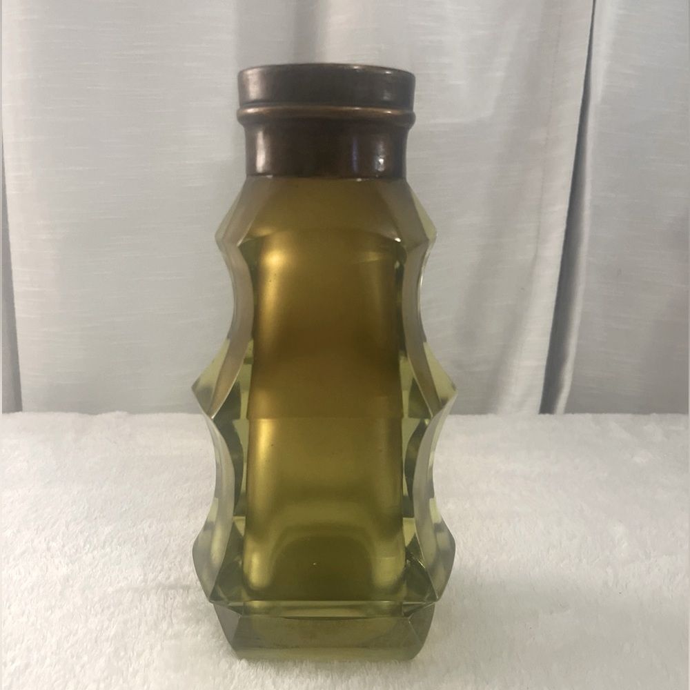 Vintage MCM Large 9” Green Amber Lucite‎ canister container Bottle Vase